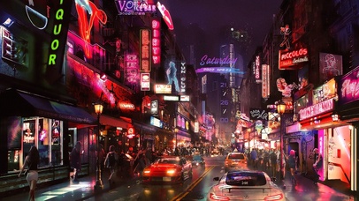 繁华都市夜景街道