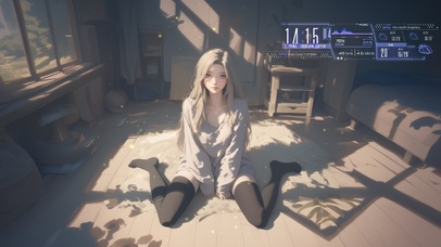 长发如同午夜的乌云，柔软且深邃