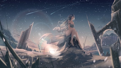 4K唯美治愈星空美少女