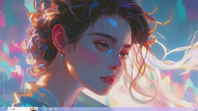 梦幻水彩美女-桌面主题