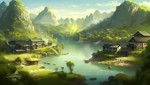 唯美碧绿色山川