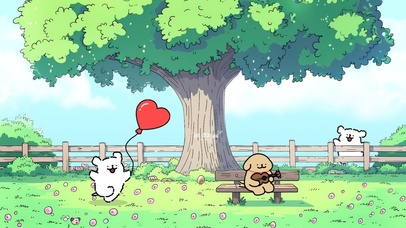 线条小狗快乐的一天