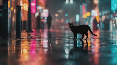 雨夜黑猫