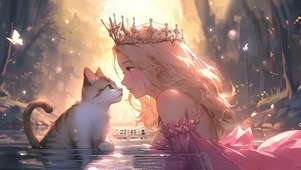 4K可爱公主和她的猫