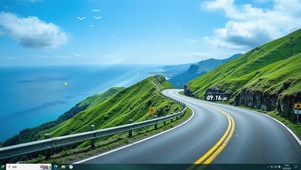 护眼春天海景公路主题