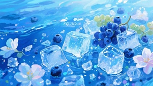 清凉感透蓝冰块桌面壁纸