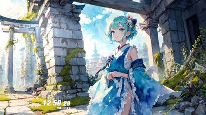 4K蓝发裙子少女