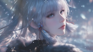 甜美雪天少女
