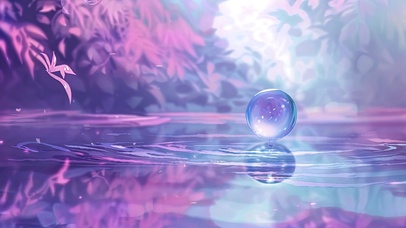 紫色水珠的滴落瞬间