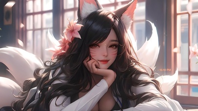 白色可爱九尾狐
