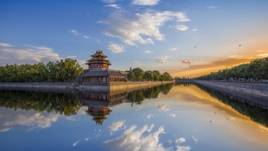 唯美治愈日落余晖的古城