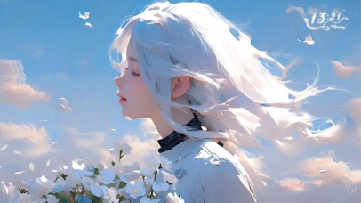 沉醉花与风的少女