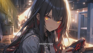 4K唯美互动玩游戏少女