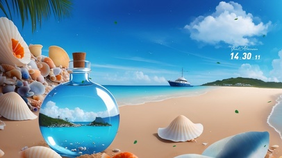 4k贝壳沙滩230421