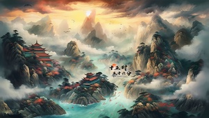 山水云画