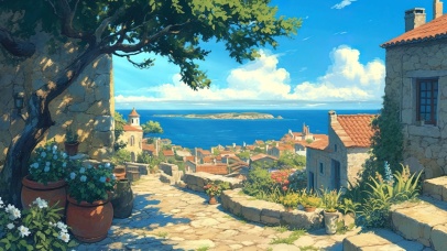 治愈地中海小镇步行道