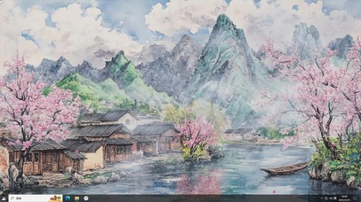 复古山水插画-桌面主题