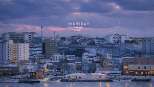 唯美治愈夕阳雪景