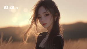 夕阳下的女孩