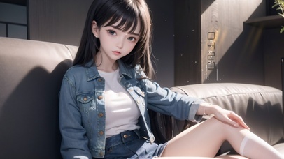 4k可爱牛仔外套女孩