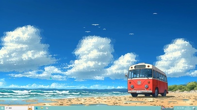 夏日海滩旅行巴士