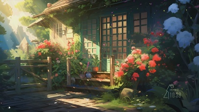 护眼阳光花园景色