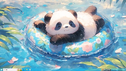 玩水的调皮小熊猫