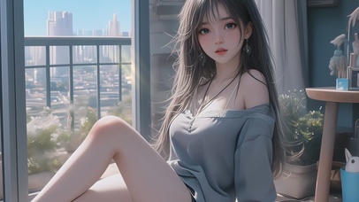 窗边清纯少女