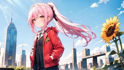 清纯可爱蓝发少女