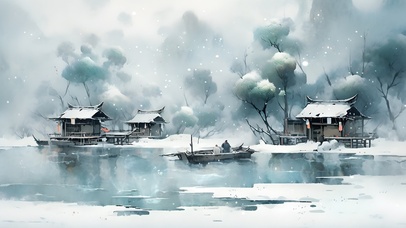 雪中渔村