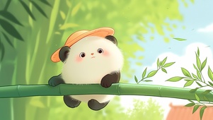 竹竿上的熊猫