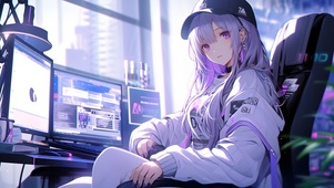 紫发电竞少女