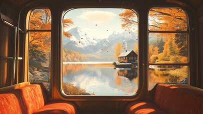 火车窗外的秋景