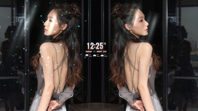 背靠背清纯性感女友