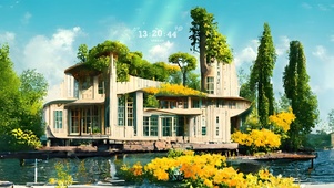 4K森林湖畔小屋