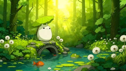 小白雨天森林溪水