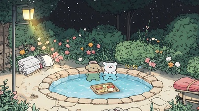 泡温泉的线条小狗