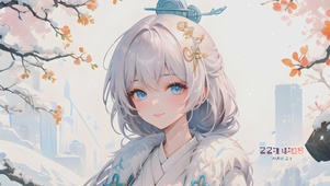 雪中可爱少女
