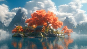 护眼湖边小岛