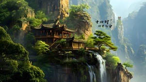 陡峭山崖瀑布