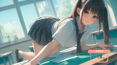 在课桌上的辫子小美女