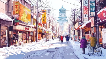 晴天里的冬日街道