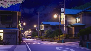 夜晚日系街道