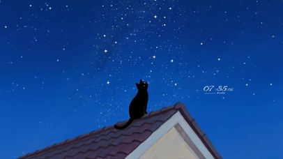 手绘插画桌面（屋顶的猫）