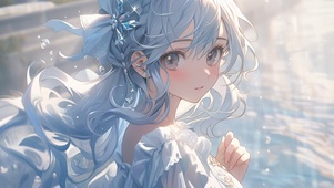 蓝发清纯少女