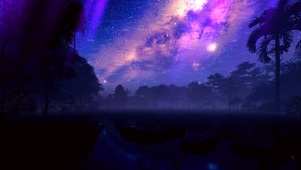 唯美星空树林