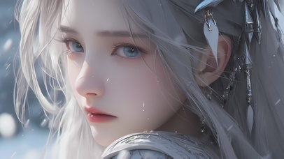 【下雪天】白发清纯美女