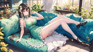 4k绿色公主裙女孩