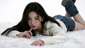 地板上少女
