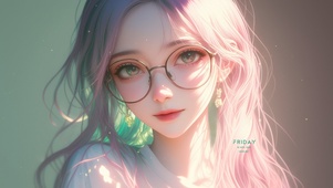 一点点可爱眼镜女孩